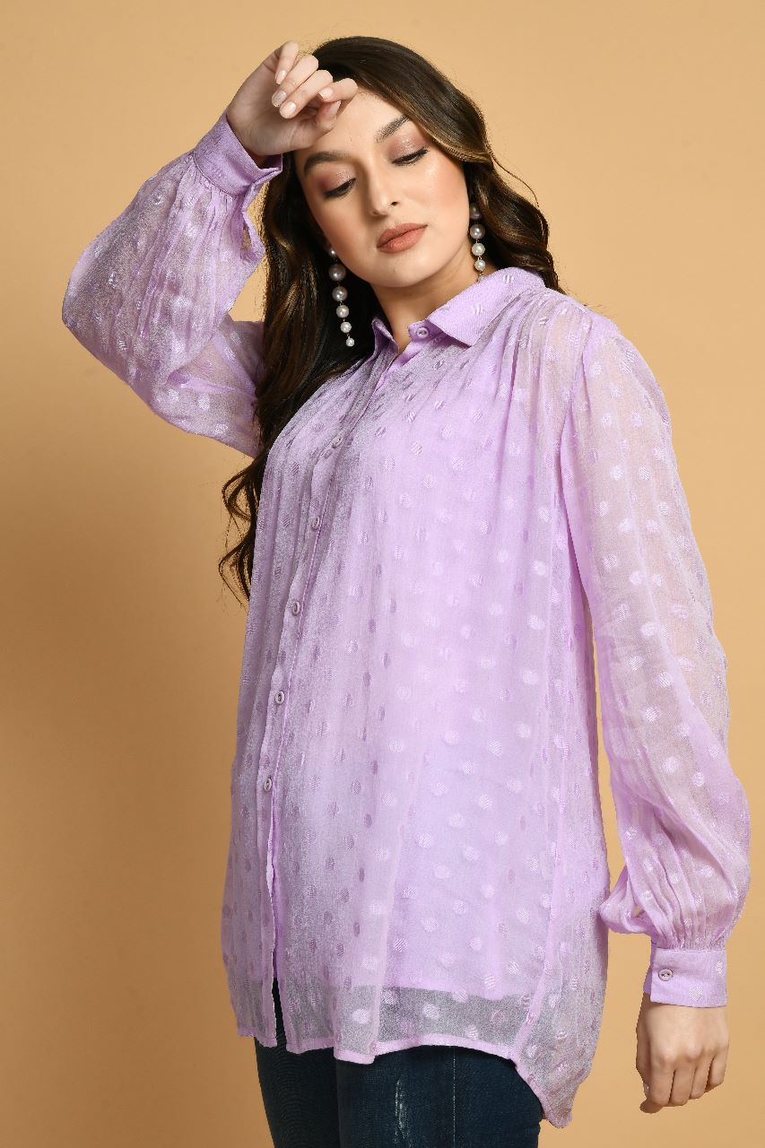 Lavender Boho Shirt Top | Women Lavender Tops online in India